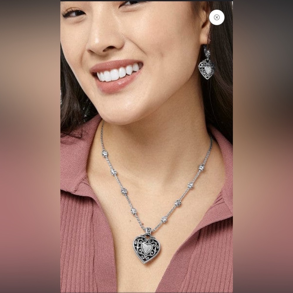 BRIGHTON Reno Two Sided Adjustable Length Heart Necklace 18-20” NWT